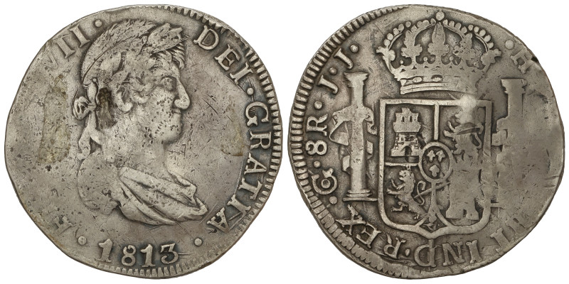 Spanish Monarchy: Ferdinand VII
8 Reales. 1813. GUANAJUATO. J.J. 26,71 grs. (Go...