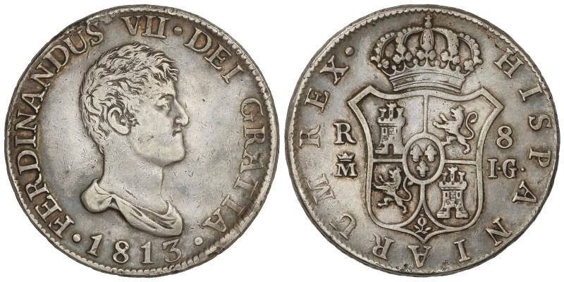 Spanish Monarchy: Ferdinand VII
8 Reales. 1813. MADRID. I.G. 26,91 grs. (Acuñac...