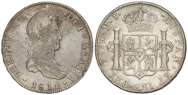 Spanish Monarchy: Ferdinand VII
8 Reales. 1815. POTOSÍ. P.J. 26,81 grs. AC-1379...