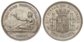Peseta System: Provisional Government And I Republic
1 Peseta. 1869. S.N.-M. Leyenda GOBIERNO PROVISIONAL. Suave pátina. SC-.