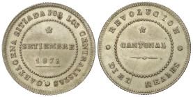 Peseta System: Cantonal Revolution
10 Reales. 1873. CARTAGENA. 14,40 grs. Cordoncillo del canto irregular, normal en estas piezas. Brillo original. R...