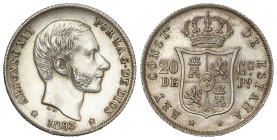 Peseta System: Alfonso XII
20 Centavos de Peso. 1883. MANILA. (Limpiada). EBC. Ex Áureo&Calicó - Selección 16 marzo 2017, n. 1478.