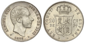 Peseta System: Alfonso XII
20 Centavos de Peso. 1885. MANILA. (Levísimas rayitas). Brillo original. SC.