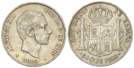Peseta System: Alfonso XII
50 Centavos de Peso. 1884. MANILA. ESCASA. MBC.