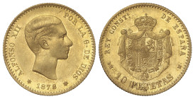Peseta System: Alfonso XII
10 Pesetas. 1878 (*18-78). E.M.-M. 3,20 grs. Restos de brillo. EBC-.