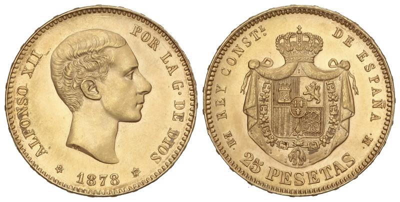 Peseta System: Alfonso XII
25 Pesetas. 1878 (*18-78). E.M.-M. (Ínfimas marquita...