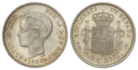 Peseta System: Alfonso XIII
50 Céntimos. 1900 (*0-0). S.M.-V. Brillo original. SC.