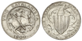 Peseta System: Catalonian Union
1 Pesseta. 1900. BARCELONA. 4,93 grs. (Leves golpecitos). AC-134. EBC-.