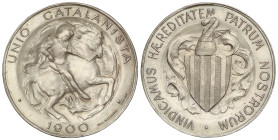 Peseta System: Catalonian Union
5 Pesetas. 1900. BARCELONA. 25,75 grs. (Mínimos e ínfimos golpecitos y marquitas en canto). El mejor ejemplar que hem...