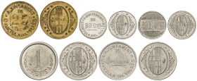 Peseta System: Local Issues Of The Civil War
Lote 5 monedas 25, 50 Cèntims (2) y 1 Pesseta (2). Aj. L´ AMETLLA DEL VALLÉS. Latón y Al. Serie completa...