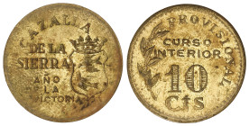 Peseta System: Local Issues Of The Civil War
10 Céntimos. CAZALLA DE LA SIERRA. Latón. AC-43. MBC+/EBC-.