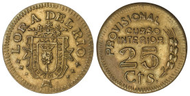 Peseta System: Local Issues Of The Civil War
25 Céntimos. LORA DEL RIO. Latón. ESCASA. AC-44. MBC+ .
