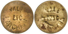 Peseta System: Local Issues Of The Civil War
Lote 2 monedas 25 Céntimos (25 y 025C). MARCHENA. Latón. Serie completa. ESCASA Y MUY RARA. AC-45/46. MB...