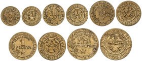 Peseta System: Local Issues Of The Civil War
Serie 5 monedas 5 Céntimos a 2,50 Pesetas. 1937. C.M. MENORCA. Latón. Serie completa. AC-20/24. EBC- a E...