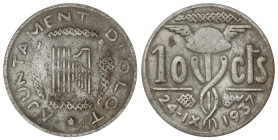 Peseta System: Local Issues Of The Civil War
10 Cèntims. 24-IX-1937. Aj. d´OLOT. Fe. AC-30. MBC.