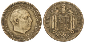 Peseta System: Estado Español
1 Peseta. 1946 (*19-48). Busto Benlliure. MUY RARA. MBC. Ex Aureo & Calicó - Sub 28 Octubre 2015, n. 2898.