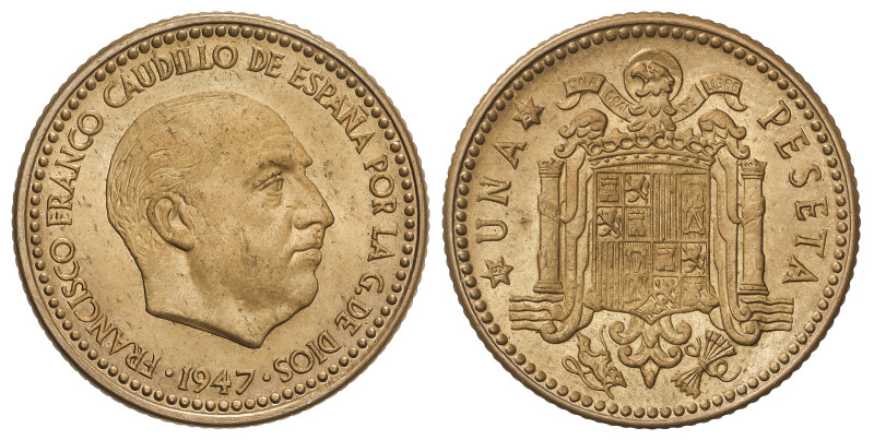 Peseta System: Estado Español
1 Peseta. 1947 (*19-51). SC.