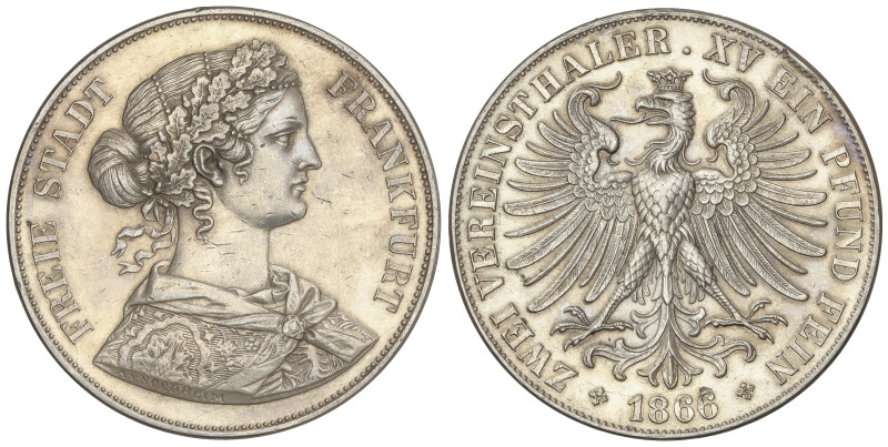 World Coins: German States
2 Thaler (3-1/2 Gulden). 1866. FRANKFURT. 36,81 grs....