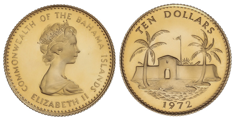 World Coins: Bahamas
10 Dollars. 1972. 3,25 grs. AU (917). Fortaleza. Fr-12, KM...