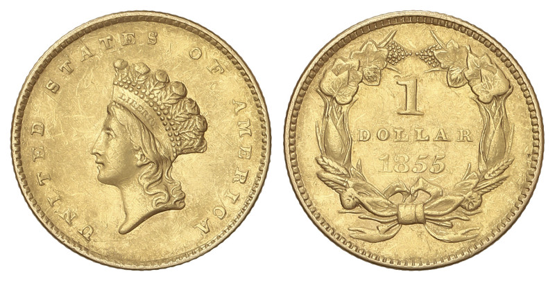 World Coins: United States
1 Dollar. 1855. 1,66 grs. AU (900). (Rayitas). Bonit...