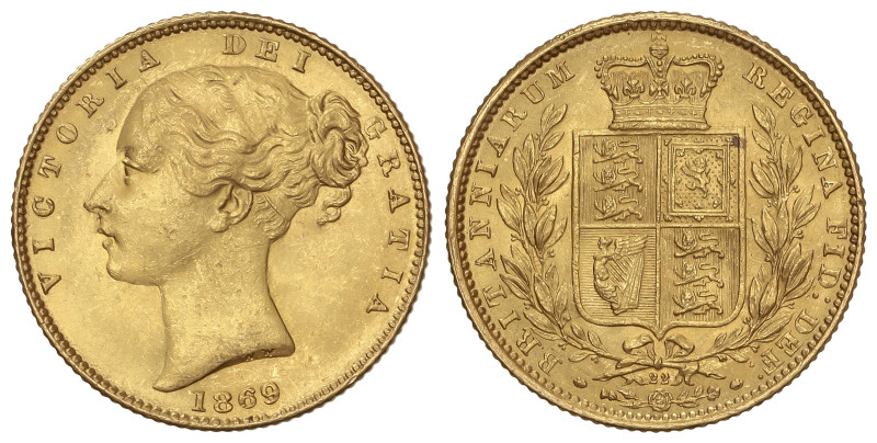 World Coins: Great Britain
Sovereign. 1869. VICTORIA. 7,98 grs. AU (917). 22 ba...