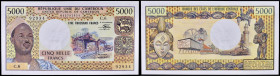 CAMEROUN - CAMEROON
5000 francs avec le portrait du président Ahidjo ND (1974).
P.17c.
Alphabet C.6 - numéro 92934, type rare et recherché pour ce typ...
