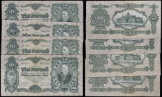 HONGRIE - HUNGARY
Lot (4) - 10 pengö type “portrait de Deàk Ferenc” 1er février 1929.
P.96.
Lot (4) - joli lot de 4 exemplaires du 10 pengö avec : alp...