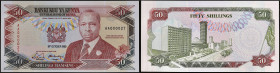 KENYA - KENYA
50 shillings petit numéro 1990.
P.26a.
C’est le second plus haut grade ! Alphabet AA - numéro 000027, ce type en petit numéro est except...