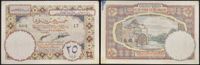 LIBAN - LEBANON
25 piastres type “Grand-Liban” 1925.
P.1.
Alphabet J.7 - numéro 606, type rare et recherché dans tous les états de conservation. À not...