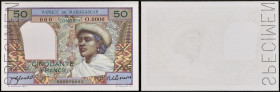 MADAGASCAR - MADAGASCAR
50 francs type “Spécimen recto / front Specimen” ND (1950).
P.45s1.
Top Pop : c’est le seul et le plus bel exemplaire gradé ! ...
