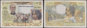 MADAGASCAR - MADAGASCAR
5000 francs - 1000 ariary type “Galliéni” 30-6-1950.
P.55.
Alphabet Y.115 - numéro 459, type rare et recherché dans tous les é...