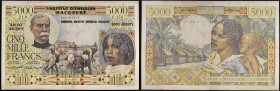 MADAGASCAR - MADAGASCAR
5000 francs - 1000 ariary type “Galliéni” 23-11-1955.
P.55.
Alphabet U.176 - numéro 218, type rare et recherché pour cette deu...