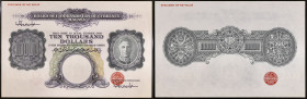 MALAISIE - MALAYSIA
10 000 dollars type “SPECIMEN” ND (1942).
P.17s.
Pas de numéro, mais avec signature, c’est la plus grande valeur faciale jamais ém...
