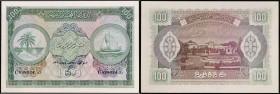 MALDIVES - MALDIVES
100 rufiyaa 1960.
P.7b.
Alphabet C - numéro 098034.
PMG 65 EPQ Gem Uncirculated (2270871-038). 
Qualité exceptionnelle. NEUF.