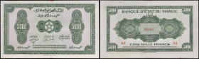 MAROC - MOROCCO
5000 francs 1-8-1943.
P.32.
Top Pop : c’est le plus bel exemplaire gradé ! Alphabet D.2 - numéro 251, avec petit alphabet car c’est le...