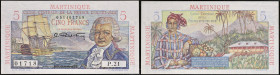 MARTINIQUE - MARTINIQUE
5 francs type “Bougainville” 1946.
P.27.
Alphabet P.21 - numéro 01718, type recherché dans un état neuf pour ce petit format q...