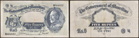 MAURICE (ÎLE) - MAURITIUS
5 rupees avec le portrait de “George V” ND (1930).
P.20.
Alphabet B - numéro 894822.
PMG 25 Very Fine (1907641-005). 
Très b...