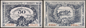 MONACO - MONACO
50 centimes type “SPÉCIMEN” 1920.
P.3s.
C’est le second plus haut grade ! Pas d’alphabet, ni de numéro et avec la mention “NON REMBOUR...