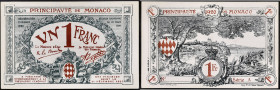 MONACO - MONACO
1 franc type “remainder” 1920.
P.5r.
Série A - pas de numéro et avec la mention “A présenter au remboursement à la trésorerie générale...
