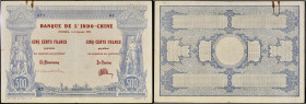 NOUVELLE-CALÉDONIE - NEW CALEDONIA
500 francs type "bleu et rouge" - Banque de l'Indo-Chine 3 janvier 1921.
P.22.
Top pop : c'est le plus bel exemplai...