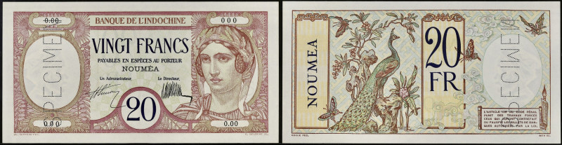 NOUVELLE-CALÉDONIE - NEW CALEDONIA
20 francs type "SPÉCIMEN" - Banque de l’Indoc...