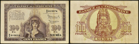 NOUVELLE-CALÉDONIE - NEW CALEDONIA
100 francs type "1942" - Banque de l'Indochine ND (1942).
P.44.
C'est le second plus bel exemplaire gradé ! Alphabe...