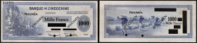 NOUVELLE-CALÉDONIE - NEW CALEDONIA
1000 francs type “SPÉCIMEN” - Banque de l’Indochine ND (1943).
P.45s.
Alphabet A000 - numéro 000, avec une perforat...