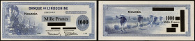 NOUVELLE-CALÉDONIE - NEW CALEDONIA
1000 francs type "bleu sans émission" - Banque de l'Indochine ND (1943).
P.45.
Top pop : c'est le seul et le plus b...