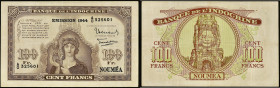 NOUVELLE-CALÉDONIE - NEW CALEDONIA
100 francs type "Émission 1944" - Banque de l'Indochine 1944.
P.46b.
Top pop : c'est le plus bel exemplaire gradé !...