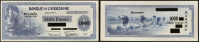 NOUVELLE-CALÉDONIE - NEW CALEDONIA
1000 francs type "bleu avec Émission 1944" - Banque de l'Indochine 1944.
P.47b.
Top pop : c'est le seul et le plus ...