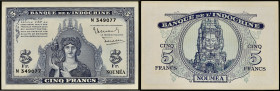 NOUVELLE-CALÉDONIE - NEW CALEDONIA
5 francs type "Minerve" - Banque de l'Indochine ND (1944).
P.48.
C'est le second plus bel exemplaire gradé ! Alphab...