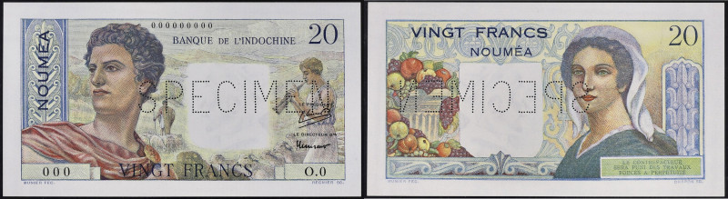 NOUVELLE-CALÉDONIE - NEW CALEDONIA
20 francs type “SPÉCIMEN” ND (1958).
P.50s.
T...