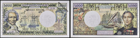 NOUVELLE-CALÉDONIE - NEW CALEDONIA
5000 francs type “Bougainville” ND (1971).
P.65as.
Top Pop : c’est le plus bel exemplaire gradé ! Alphabet 0.00 - n...