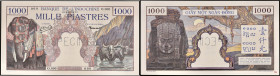 BILLET : INDOCHINE FRANÇAISE - FRENCH INDOCHINA
1000 francs SPÉCIMEN type "éléphant et bufles" - Banque de l'Indochine ND (1951).
P.84s1.
Alphabet ...